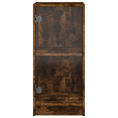 vidaXL Side Cabinet with Glass Doors Smoked Oak 35x37x75.5 cm 6