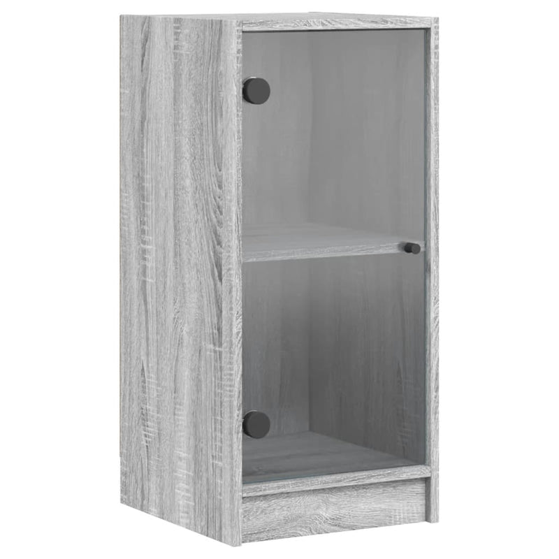 Side Cabinet with Glass Doors Grey Sonoma 35x37x75.5 cm