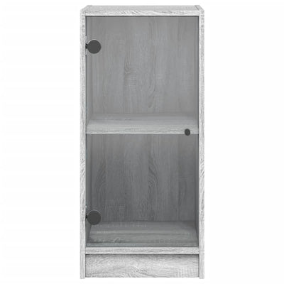 Side Cabinet with Glass Doors Grey Sonoma 35x37x75.5 cm