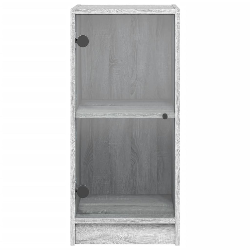 Side Cabinet with Glass Doors Grey Sonoma 35x37x75.5 cm