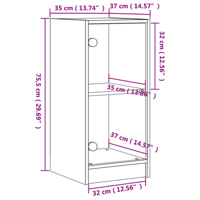 Side Cabinet with Glass Doors Grey Sonoma 35x37x75.5 cm