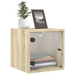 vidaXL Bedside Cabinets with Glass Doors 2 pcs Sonoma Oak 35x37x35 cm 4
