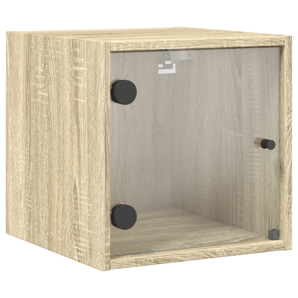 vidaXL Bedside Cabinets with Glass Doors 2 pcs Sonoma Oak 35x37x35 cm 6