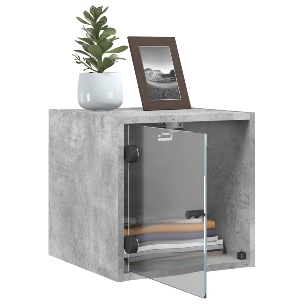 vidaXL Bedside Cabinets with Glass Doors 2 pcs Concrete Grey 35x37x35 cm 5