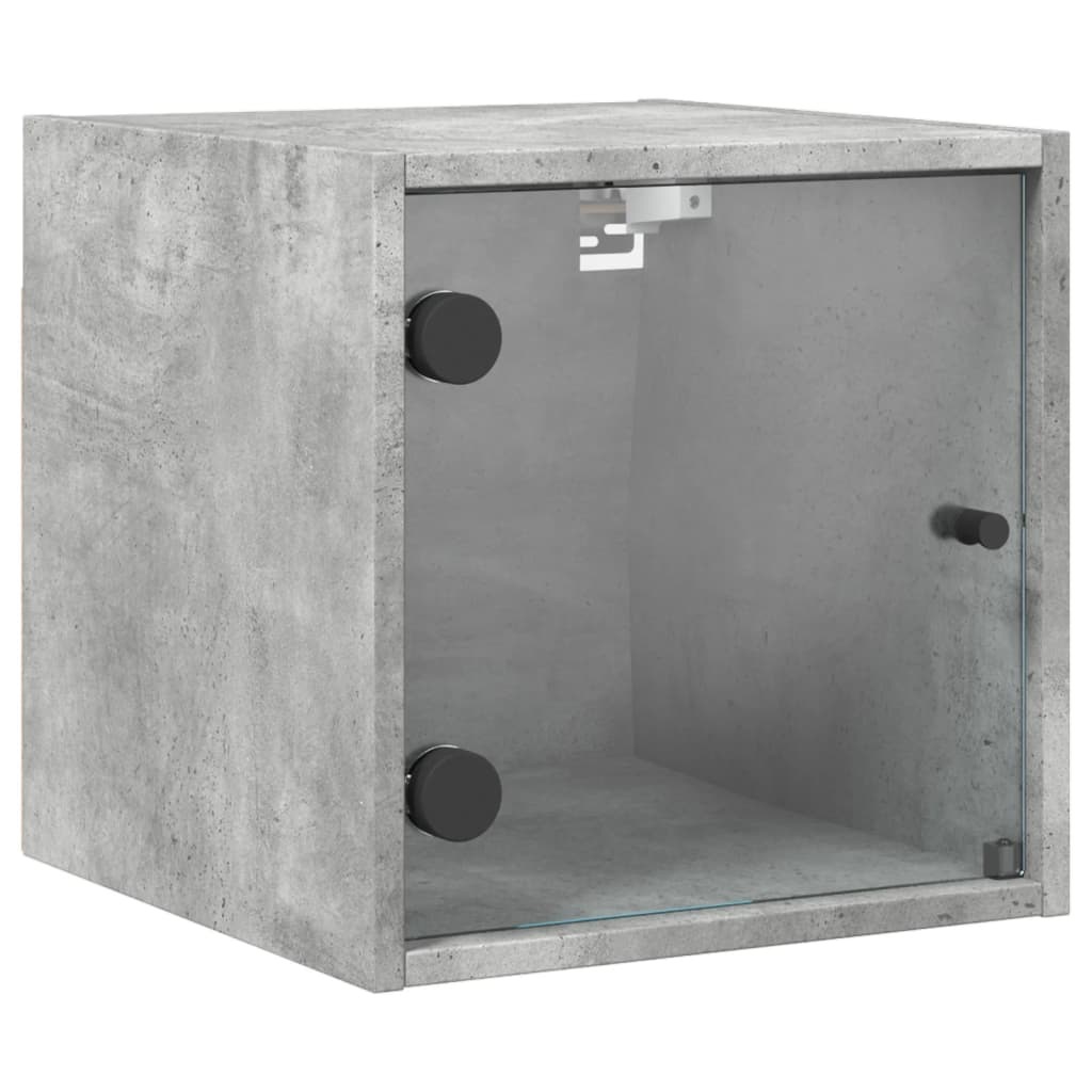 vidaXL Bedside Cabinets with Glass Doors 2 pcs Concrete Grey 35x37x35 cm 6