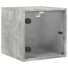 vidaXL Bedside Cabinets with Glass Doors 2 pcs Concrete Grey 35x37x35 cm 6
