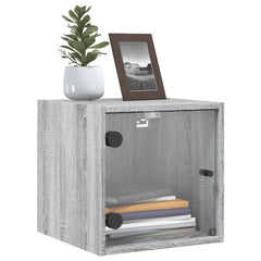 vidaXL Bedside Cabinets with Glass Doors 2 pcs Grey Sonoma 35x37x35 cm 4