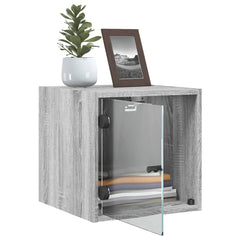 vidaXL Bedside Cabinets with Glass Doors 2 pcs Grey Sonoma 35x37x35 cm 5