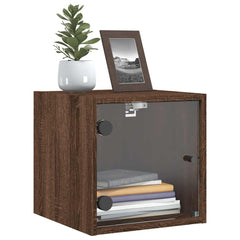 vidaXL Bedside Cabinets with Glass Doors 2 pcs Brown Oak 35x37x35 cm 4