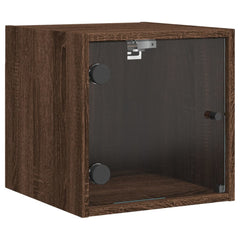 vidaXL Bedside Cabinets with Glass Doors 2 pcs Brown Oak 35x37x35 cm 6