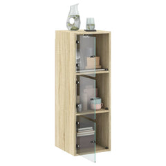 vidaXL Wall Cabinet with Glass Doors Sonoma Oak 35x37x100 cm 5