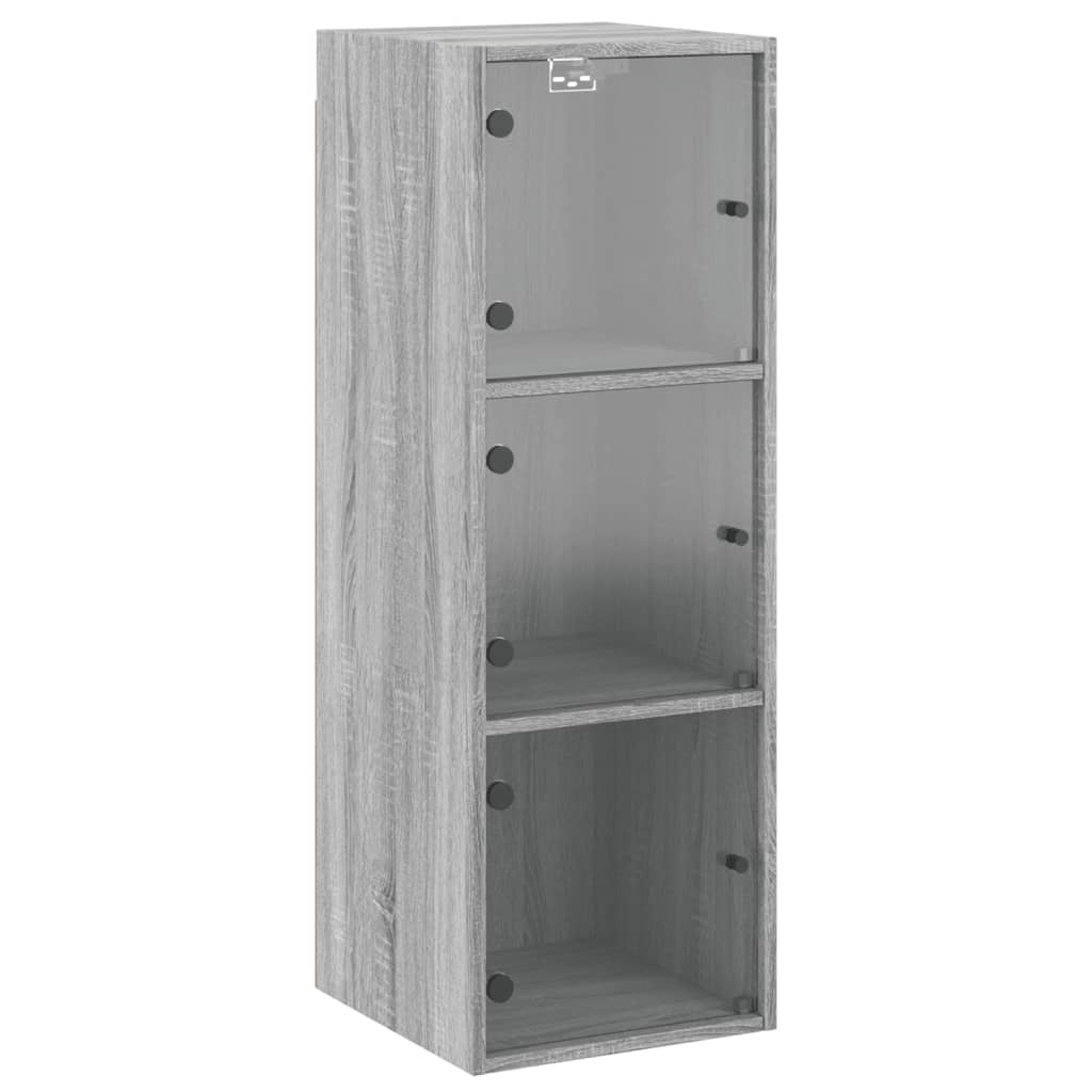vidaXL Wall Cabinet with Glass Doors Grey Sonoma 35x37x100 cm 2