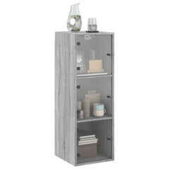 vidaXL Wall Cabinet with Glass Doors Grey Sonoma 35x37x100 cm 4