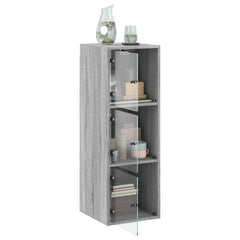 vidaXL Wall Cabinet with Glass Doors Grey Sonoma 35x37x100 cm 5