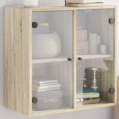 vidaXL Wall Cabinet with Glass Doors Sonoma Oak 68x37x68.5 cm 1