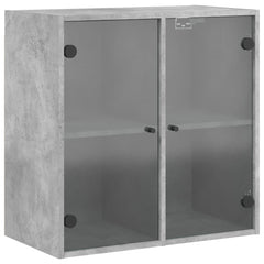 Wall Cabinet with Glass Doors Concrete Grey, image 2