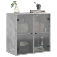 Wall Cabinet with Glass Doors Concrete Grey, image 4