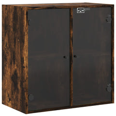 vidaXL Wall Cabinet with Glass Doors Smoked Oak 68x37x68.5 cm 2