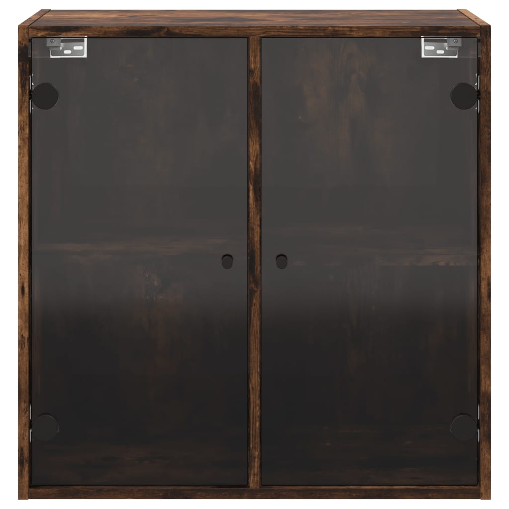 vidaXL Wall Cabinet with Glass Doors Smoked Oak 68x37x68.5 cm 6