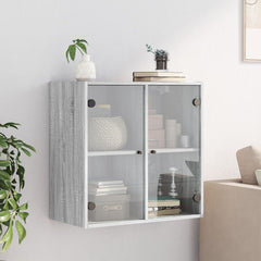 vidaXL Wall Cabinet with Glass Doors Grey Sonoma 68x37x68.5 cm 3