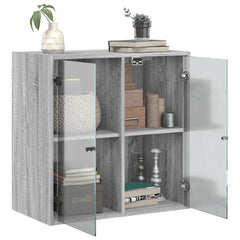 vidaXL Wall Cabinet with Glass Doors Grey Sonoma 68x37x68.5 cm 5