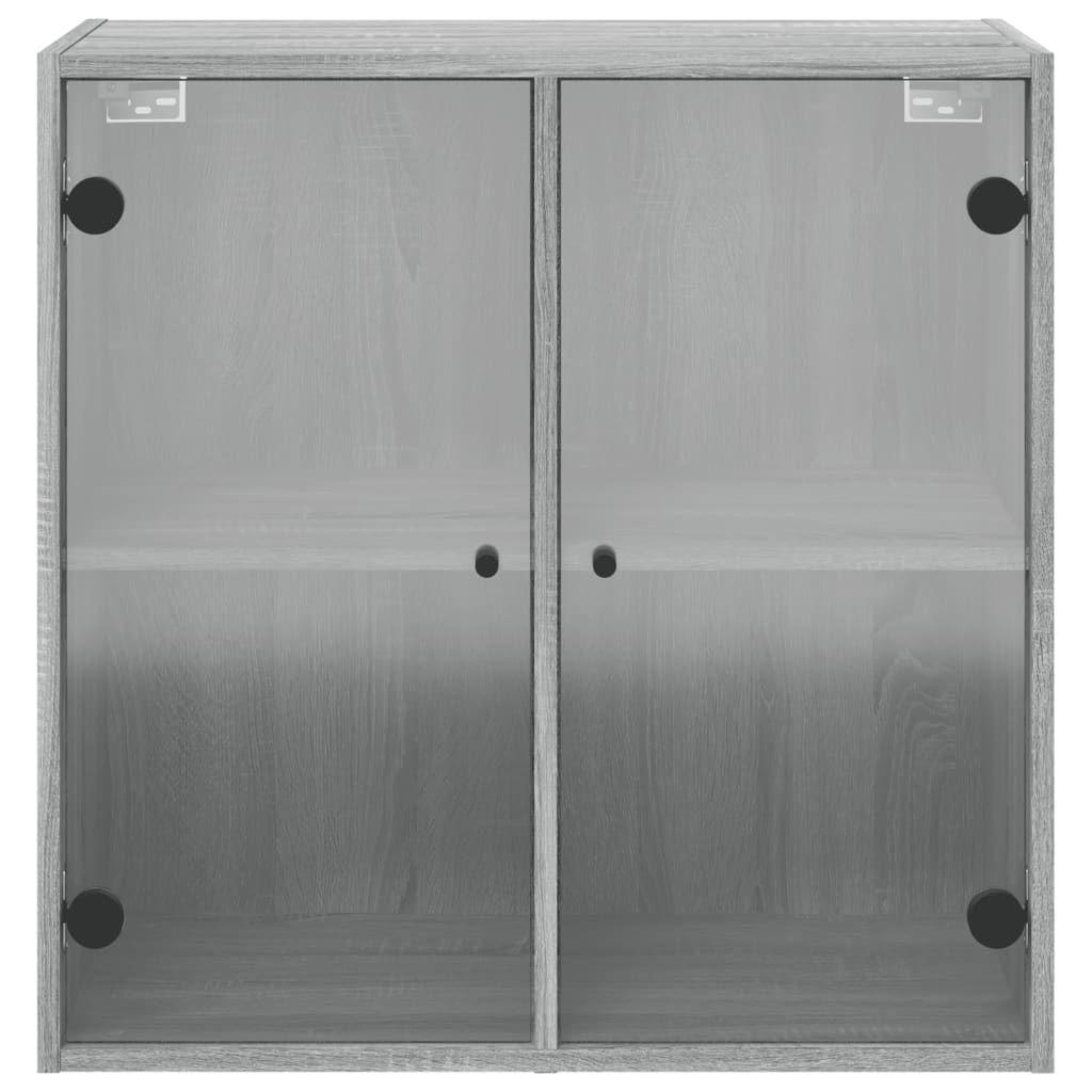 vidaXL Wall Cabinet with Glass Doors Grey Sonoma 68x37x68.5 cm 6