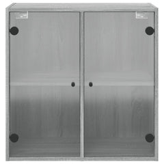 vidaXL Wall Cabinet with Glass Doors Grey Sonoma 68x37x68.5 cm 6