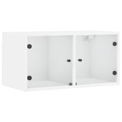 vidaXL Wall Cabinet with Glass Doors White 68.5x37x35 cm 2
