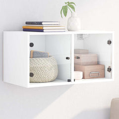 vidaXL Wall Cabinet with Glass Doors White 68.5x37x35 cm 1