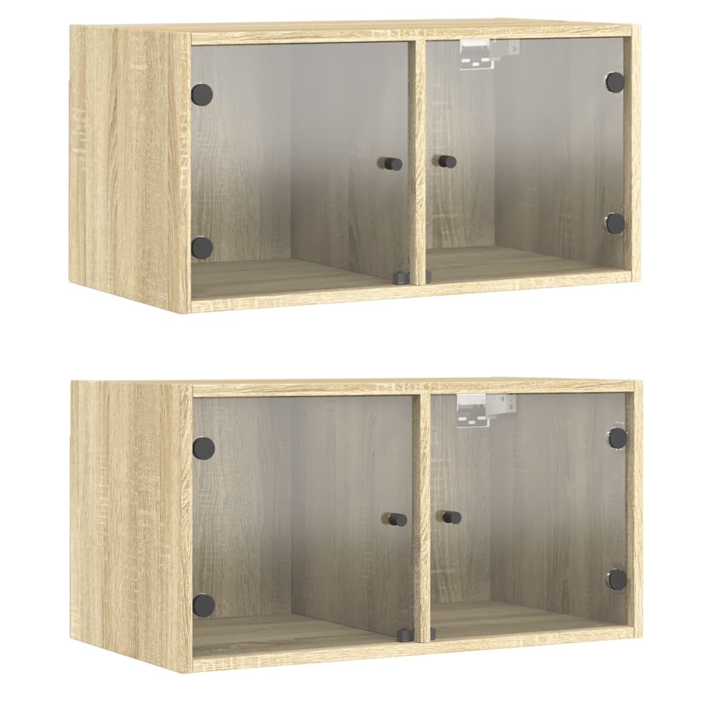vidaXL Wall Cabinets with Glass Doors 2 pcs Sonoma Oak 68.5x37x35 cm 2