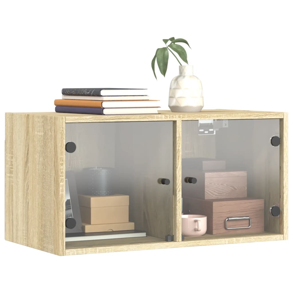 vidaXL Wall Cabinets with Glass Doors 2 pcs Sonoma Oak 68.5x37x35 cm 4