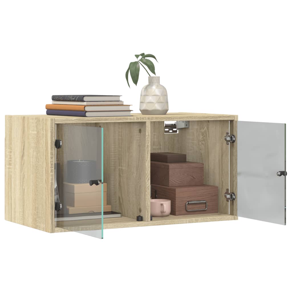 vidaXL Wall Cabinets with Glass Doors 2 pcs Sonoma Oak 68.5x37x35 cm 5