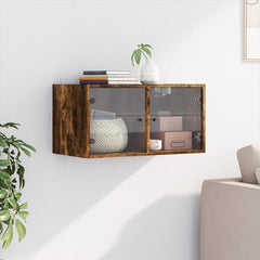 vidaXL Wall Cabinet with Glass Doors Smoked Oak 68.5x37x35 cm 3