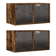 vidaXL Wall Cabinets with Glass Doors 2 pcs Smoked Oak 68.5x37x35 cm 2