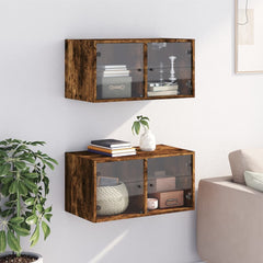 vidaXL Wall Cabinets with Glass Doors 2 pcs Smoked Oak 68.5x37x35 cm 3
