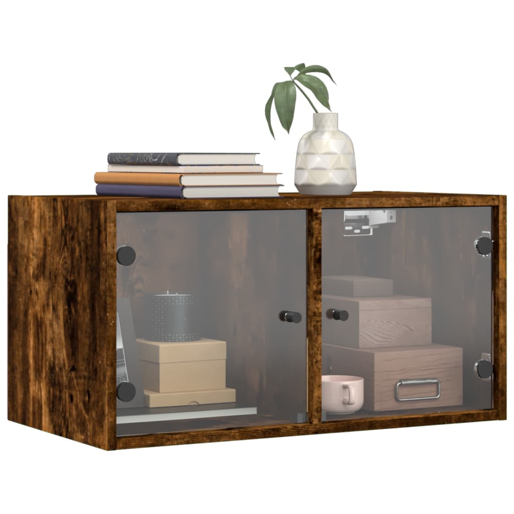 vidaXL Wall Cabinets with Glass Doors 2 pcs Smoked Oak 68.5x37x35 cm 4