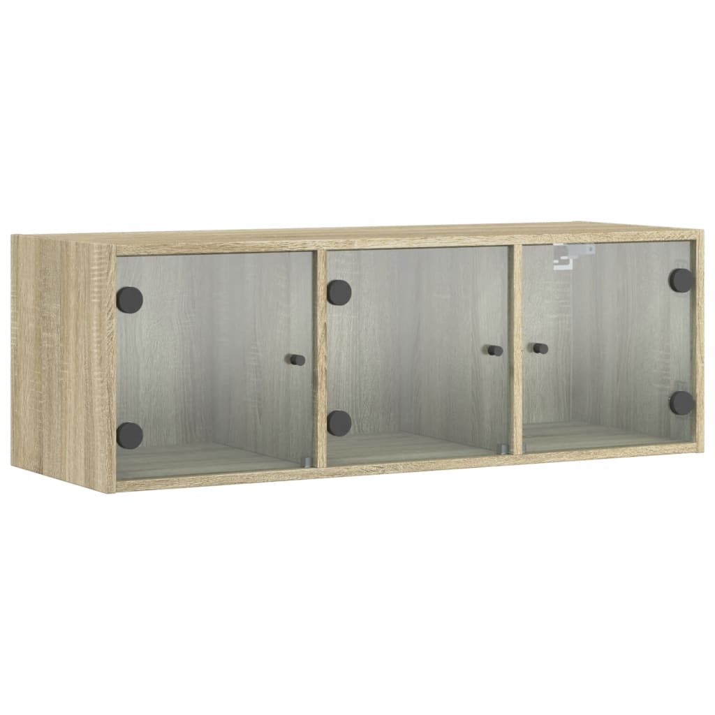 vidaXL Wall Cabinet with Glass Doors Sonoma Oak 102x37x35 cm 2