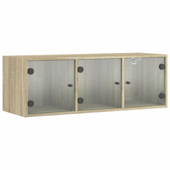 vidaXL Wall Cabinet with Glass Doors Sonoma Oak 102x37x35 cm 2