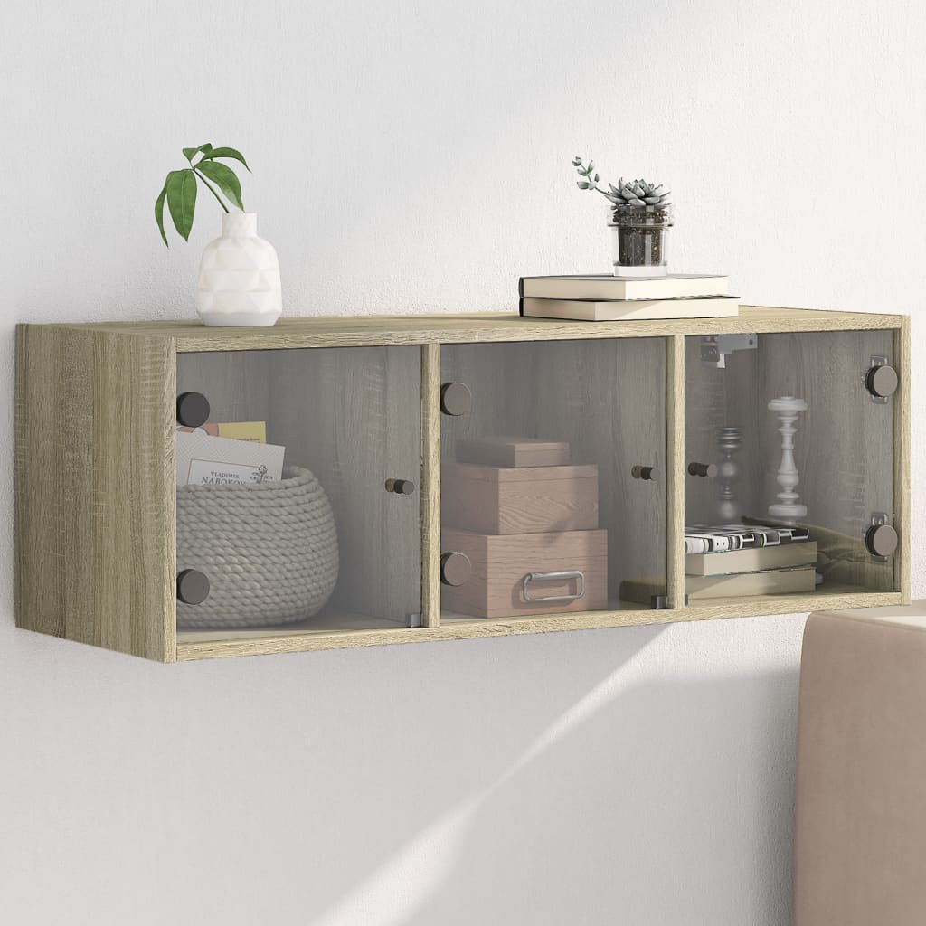 vidaXL Wall Cabinet with Glass Doors Sonoma Oak 102x37x35 cm 1