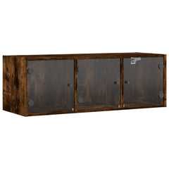 vidaXL Wall Cabinet with Glass Doors Smoked Oak 102x37x35 cm 2