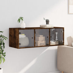 vidaXL Wall Cabinet with Glass Doors Smoked Oak 102x37x35 cm 3