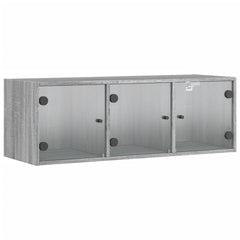 vidaXL Wall Cabinet with Glass Doors Grey Sonoma 102x37x35 cm 2