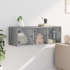 vidaXL Wall Cabinet with Glass Doors Grey Sonoma 102x37x35 cm 3