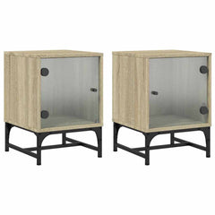 vidaXL Bedside Cabinets with Glass Doors 2 pcs Sonoma Oak 35x37x50 cm 2