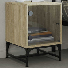 vidaXL Bedside Cabinets with Glass Doors 2 pcs Sonoma Oak 35x37x50 cm 3