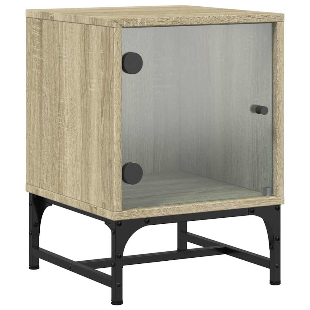 vidaXL Bedside Cabinets with Glass Doors 2 pcs Sonoma Oak 35x37x50 cm 4