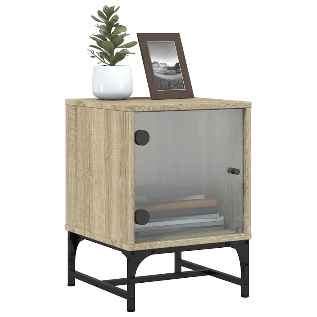 vidaXL Bedside Cabinets with Glass Doors 2 pcs Sonoma Oak 35x37x50 cm 5