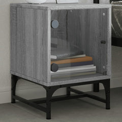 vidaXL Bedside Cabinets with Glass Doors 2 pcs Grey Sonoma 35x37x50 cm 3