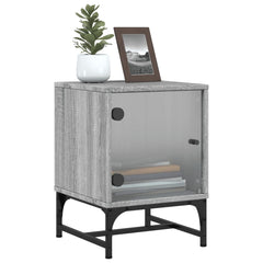 vidaXL Bedside Cabinets with Glass Doors 2 pcs Grey Sonoma 35x37x50 cm 5