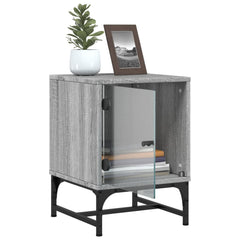 vidaXL Bedside Cabinets with Glass Doors 2 pcs Grey Sonoma 35x37x50 cm 6
